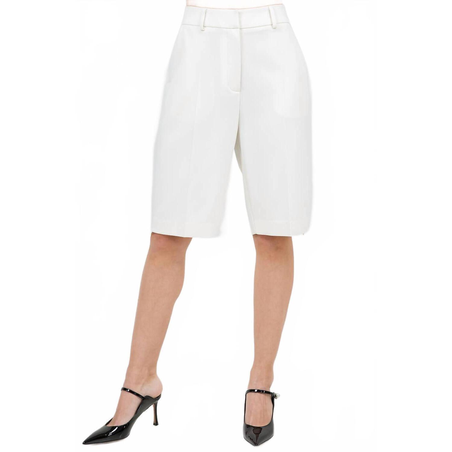 New Whiteroom+Cactus Tailored Bermuda Shorts With Side Zipper In Cream